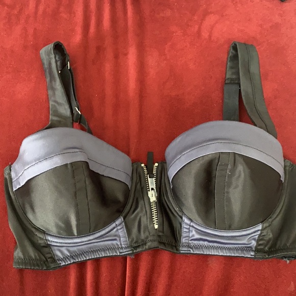 Vintage H&M collab Sonia Rykiel Satin Navy Bra - Picture 2 of 4